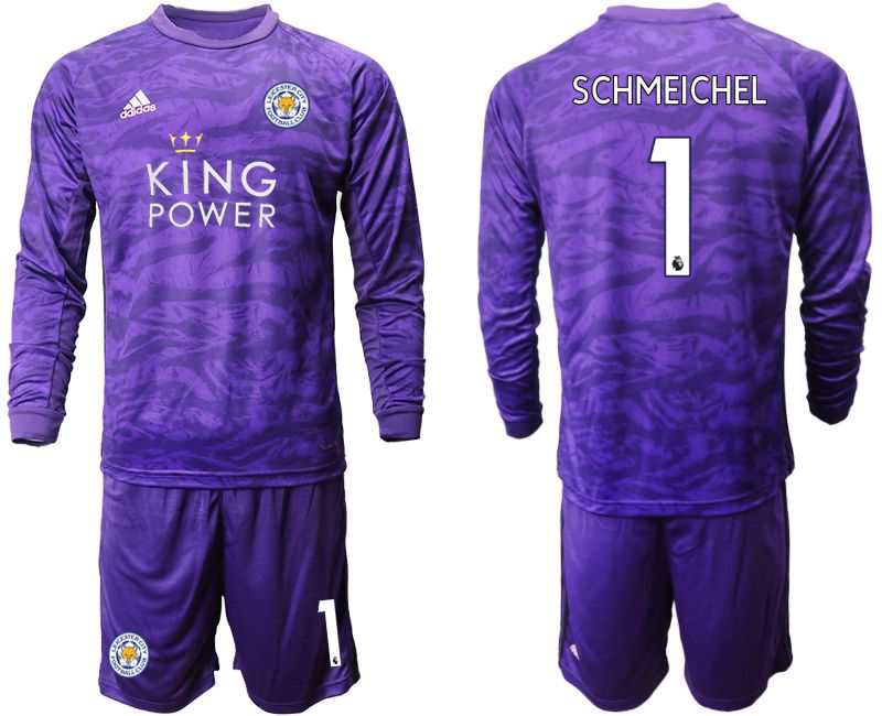 Men 2019-2020 club Leicester City purple long sleeved Goalkeeper #1 Soccer Jersey->leicester city jersey->Soccer Club Jersey
